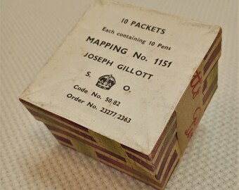 RARE Original Antique Gillott's Nib Box for 10 Packets of Mapping 1151 Pen Nibs, BOX ONLY, Gillott Collectors, Nib Packets Sold Separately