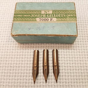 Gillott 7000 F Magnum Pen Nib, Set of 3, Genuine Joseph Gillott, Antique Pen Nibs, Fine Point Nib, Calligraphy Specialty Nibs, Collectible