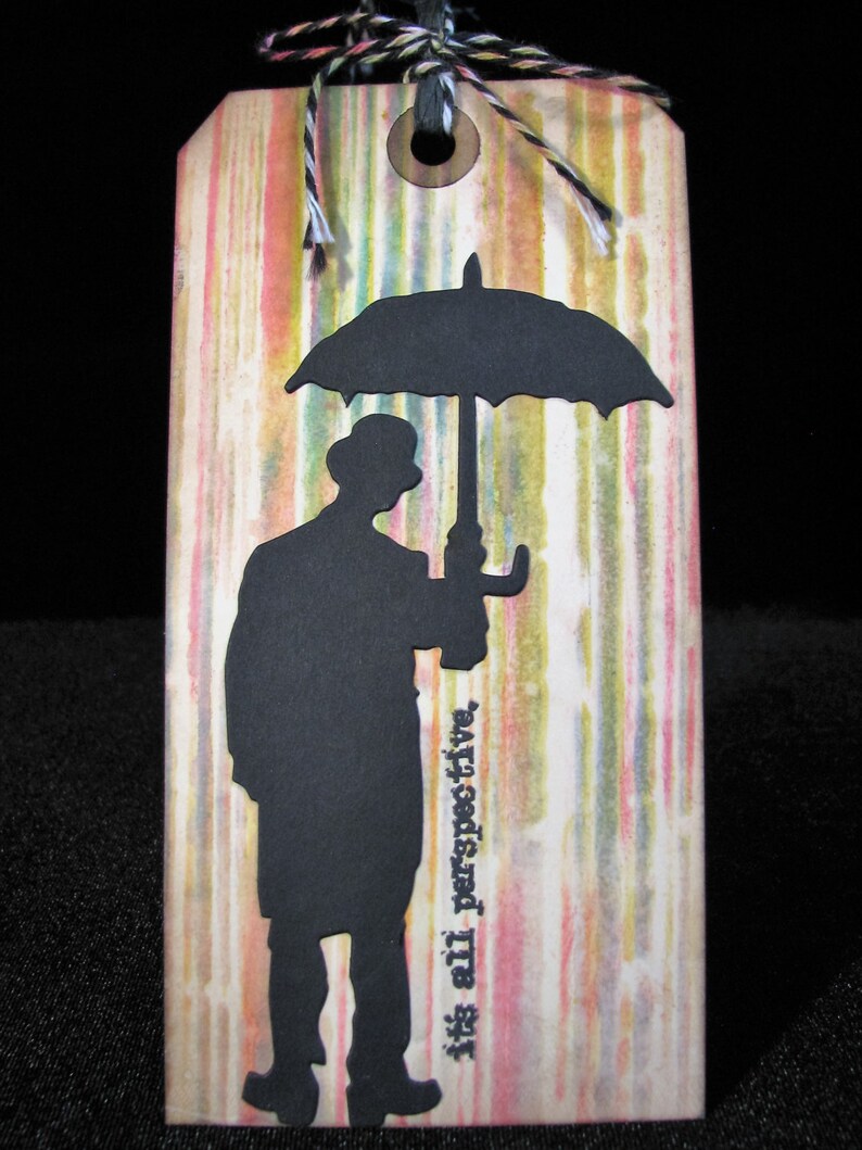 Umbrella Man Tag Gift Tag It's All Perspective Tim Etsy