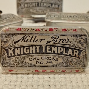 Knight Templar Nib Tin, Antique Label Nib Tin Storage, Authentic Reproduction, Travel Size Pen Nib Storage, Pill Box, Mint Box, Small Stash