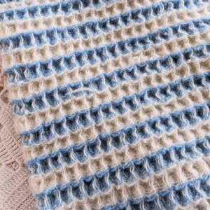 Pendleton Wool Blanket, Twin, Blue & White, Stripe Pattern, Waffle ...