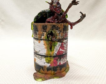 Tabletop Desk Halloween Décor, Body Dump In Corroded Poison Drum, Grizzly Toxic Monster, Leaking Poisonous Waste, Party Buffet Accent, Work