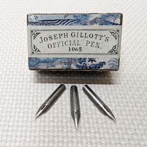 3 Joseph Gillott&#39;s 1065 Official Pen Nibs, gillott, Antique Nibs, Dip Pen Nibs, New Old Stock NOS, Collectible Nibs, Calligraphy, Penmanship