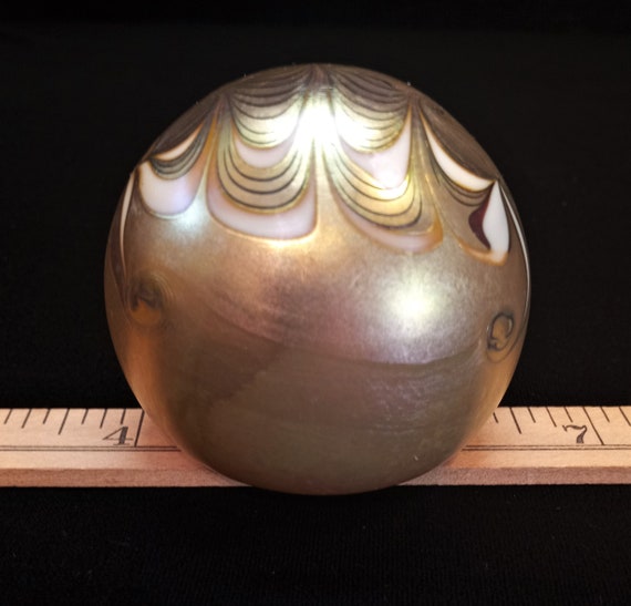 Zephyr Studio Glass Decorative Paperweight, Iridescent Gold