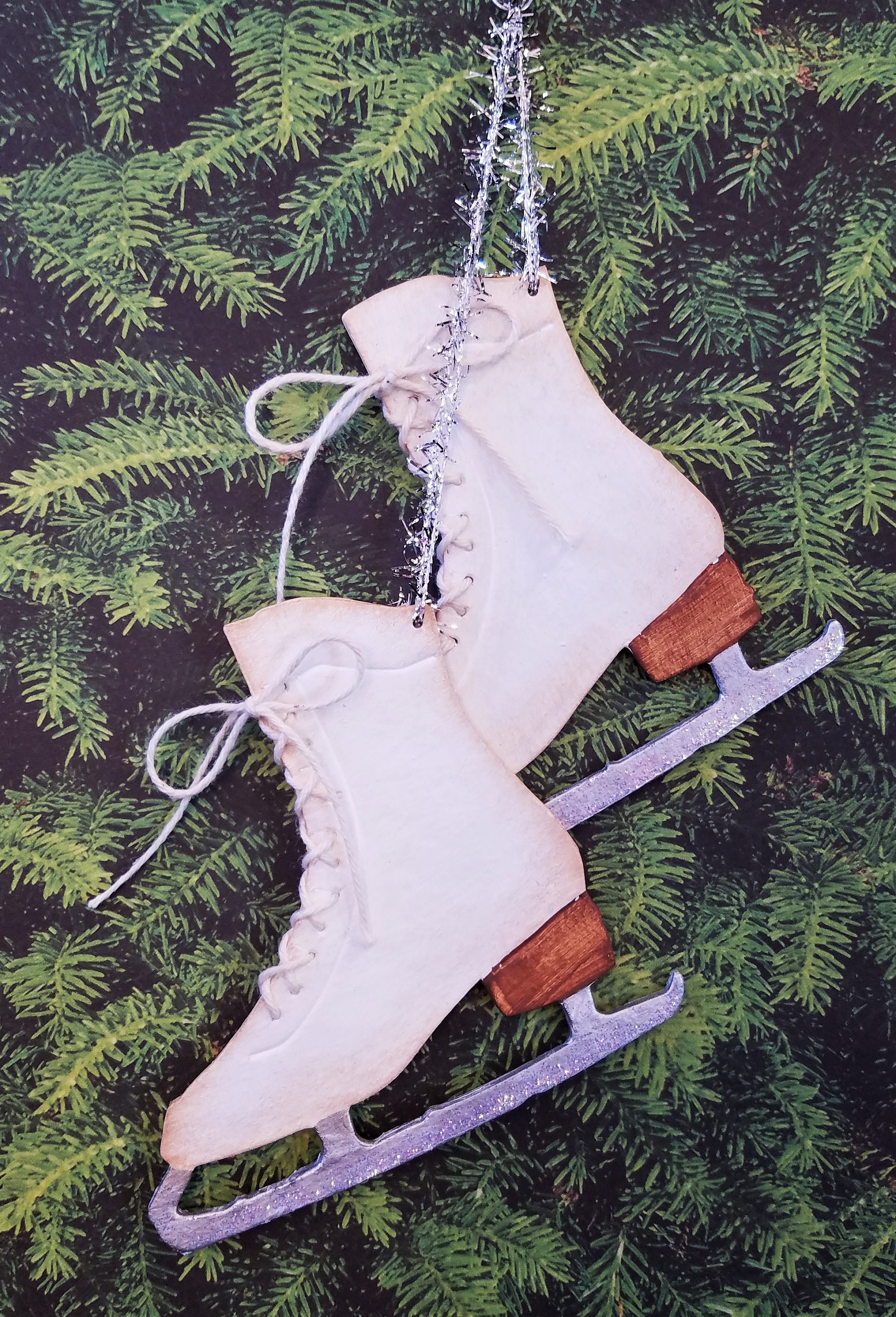 Decorative Ice Skates Christmas Ornament Hand Painted Pair of Etsy