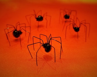 Handmade Black Widow Spiders, Five Spiders, Realistic Faux Black Widows, Halloween Spiders, Props, Life Like,  Decor, Creepy, Life Size