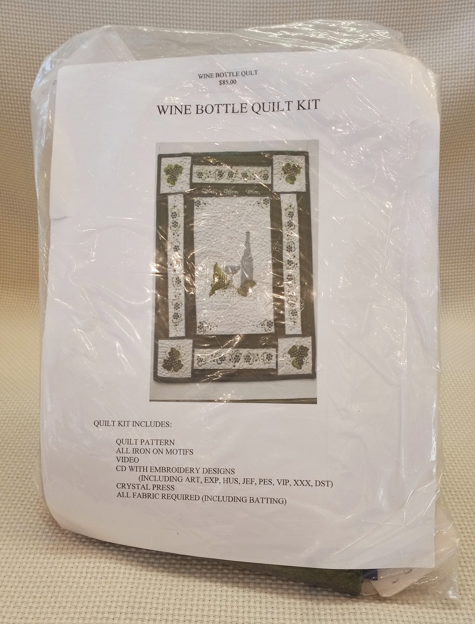 Wine Bottle Quilt Kit Complete Kit All Fabric Required CD Etsy