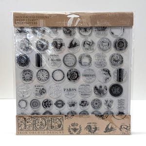 IOD Decor Stamp "Knob Toppers", DIY Home Decor, Food Safe, RARE, Hard To Find Retired Stamp Set