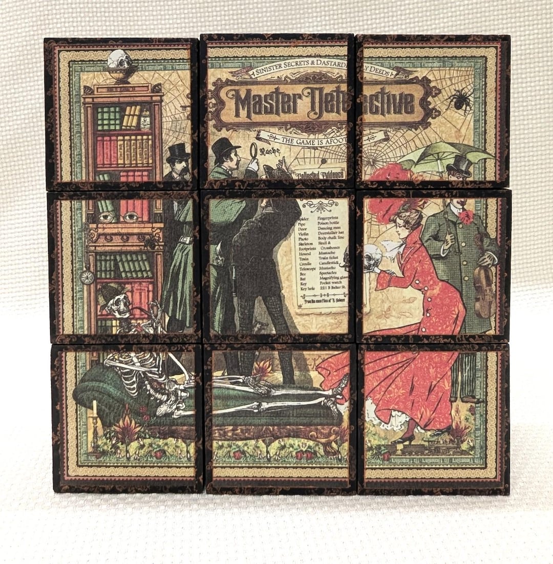 Sherlock Holmes Décor, Desk Cubes, 9 Block Picture Puzzle