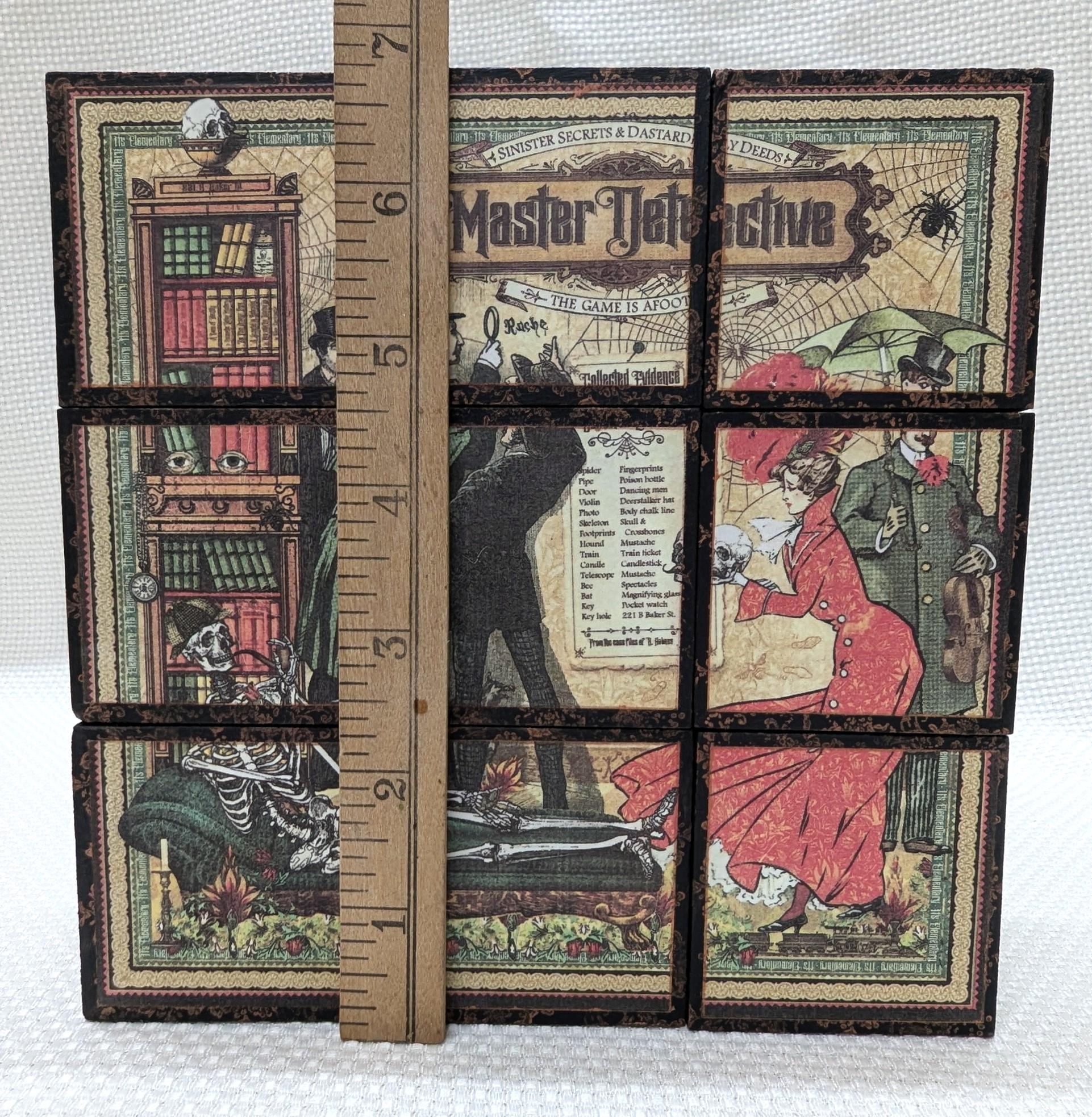 Sherlock Holmes Décor, Desk Cubes, 9 Block Picture Puzzle