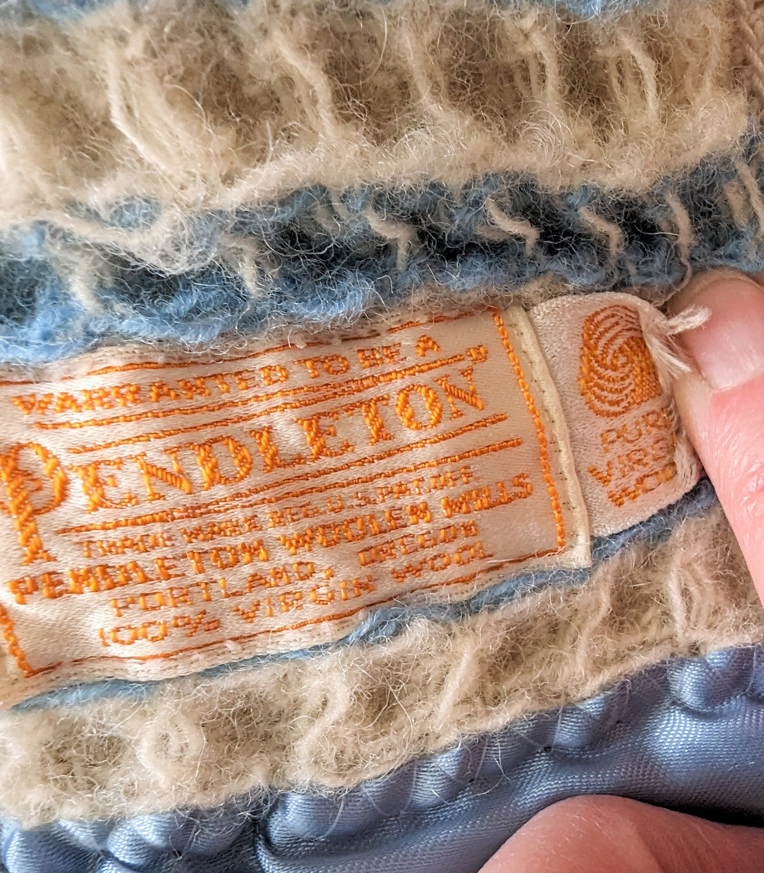 Pendleton Strip Pattern Pendleton Wool Blanket, Twin, Blue & White, Stripe Pattern, Waffle ...