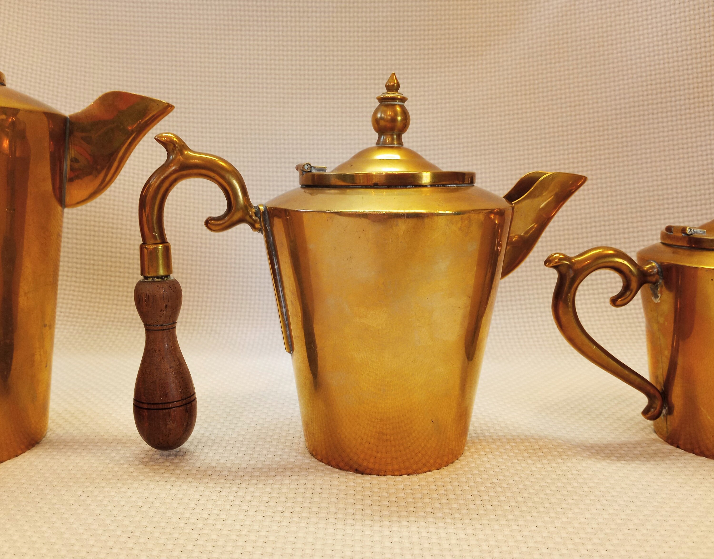 Vintage 3 Brass Coffee or Tea Pot Set 3 Collectible Brass Etsy UK