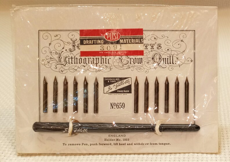 Joseph Gillott's Lithographic Crow Quill Full Card 12 Etsy