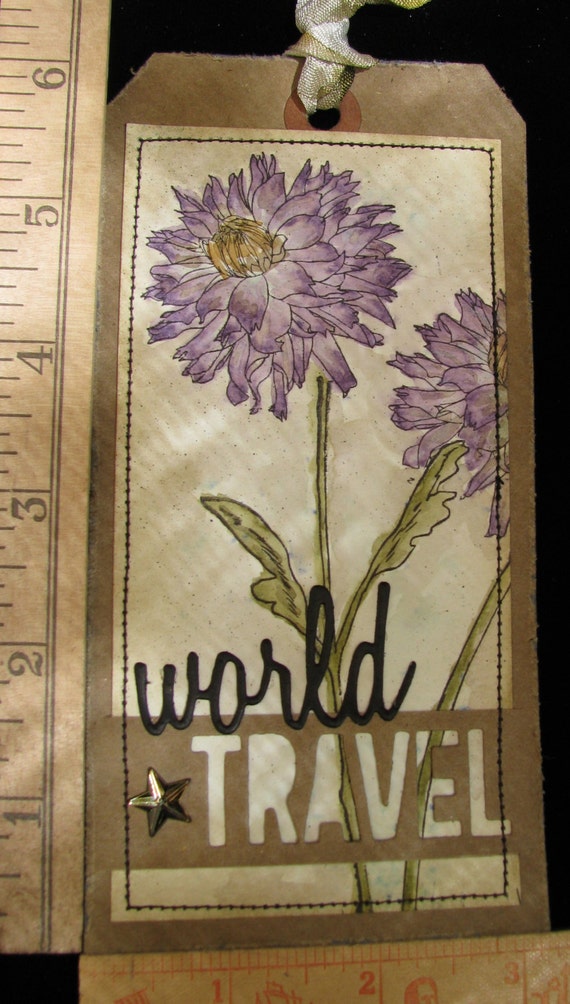 Greeting Card Tag, Tim Holtz CMS215, Flower Greeting Card, Floral