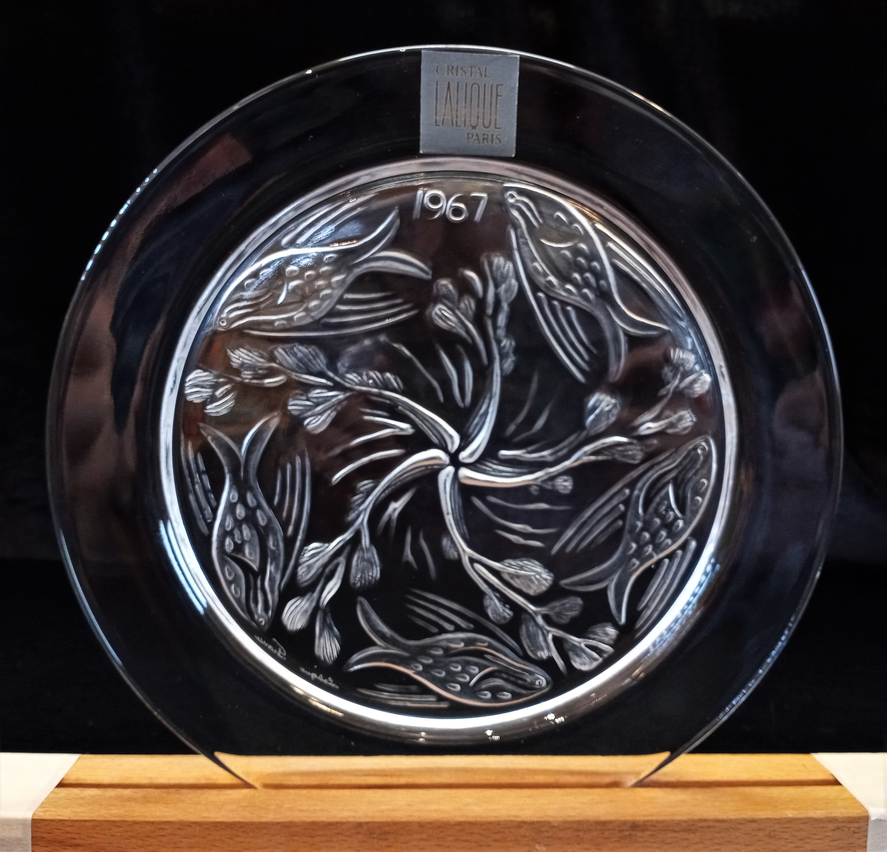 LALIQUE 波模様 クリスタル皿 Lalique Cristal, Fish Ballet, Annual Plate 1967, Ballet De