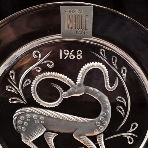 Lalique Crystal 1968 Gazelle Fantaisie, Gazelle Fantasy, Annual Plate, Lead Crystal Plate, Decorative Plate, Wall Plate, buy Signed Collectible