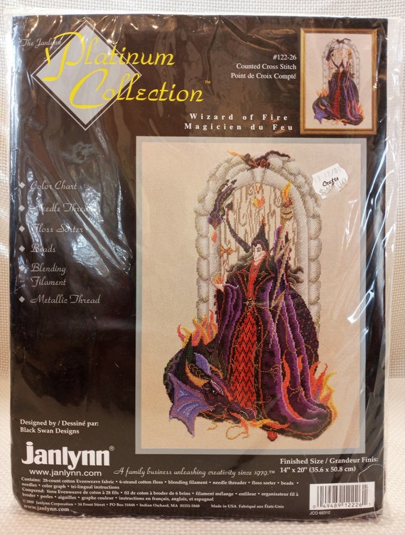 Wizard of Fire, Counted Cross Stitch Kit #122-26, Janlynn Platinum