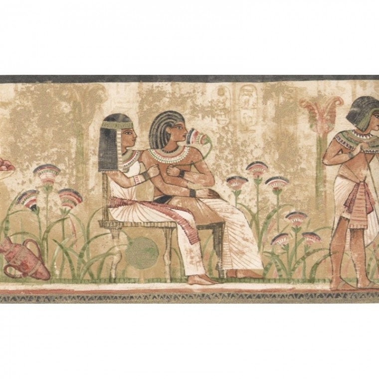 Egyptian Wallpaper Border Ancient Royal Egyptians in Papyrus - Etsy