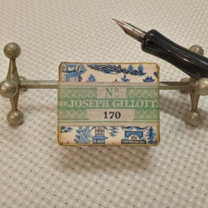 Gillott Quarter Gross 170 Small Pen Nib Box, Blue Willow Pattern, Handmade Authentic Reproduction, Joseph Gillott&#39;s, Collectible Nib Storage