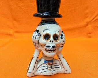 Day Of The Dead Miniature Decanter, Man Rising From The Grave, Hand Made, Hand Painted, Clay Figurine, Rancho de Oro, Tequila 50ml Bottle