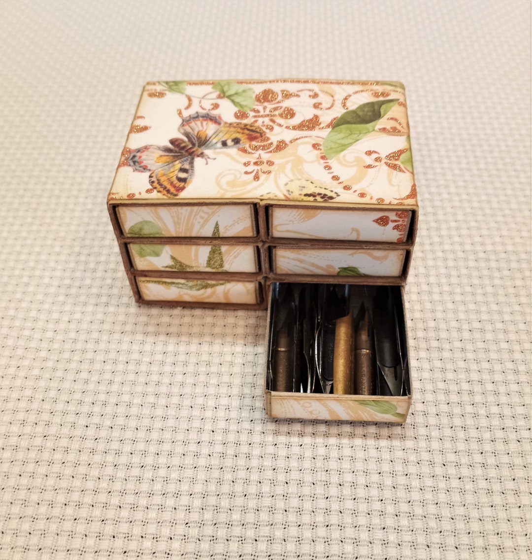 Pen Nib Storage Chest, Holds 100s of Nibs, Six Drawer, Lined Drawers ...