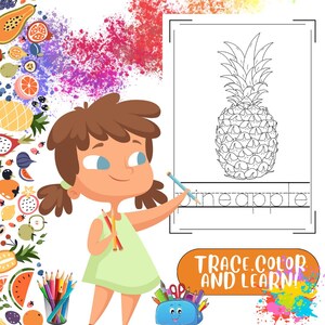 Fruit Fun for Little Learners: Trace and Color Activity Book for Kids – Learn Fruit Names, Tracing Skills, and Coloring Fun!