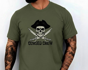 Cursed Crew Skull Pirate T-Shirt | Crossed Swords Gothic Tee
