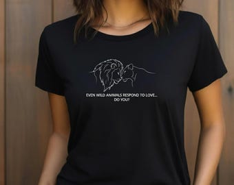 Wild Love Lion Lioness T-Shirt, Minimalist Nature Quote Tee Softstyle Cotton