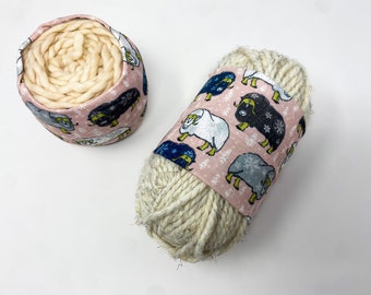 Musk ox  large yarn hugger, yarn wrap, portable yarn bowl, husky hugger, knitting notion, yarn storage, yarn sleeve gift for knitter