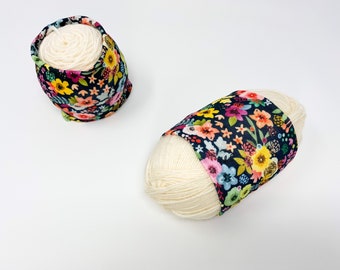Flower floral yarn hugger, yarn wrap, yarn coat, yarn bowl, skein coat, knitting notion, crochet notion, yarn storage, gift for knitter