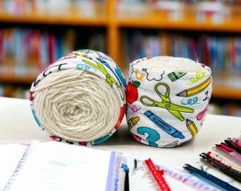 School supplies teacher mini yarn hugger, otter hugger, yarn coat, yarn bowl, knitting crochet notion, gift for knitter, yarn storage