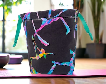 Sock Sack: Aerial Silk Pattern Project Bag, Yarn, Knitting and Crochet storage with Zipper Pouch