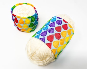 Standard Yarn Hugger: Rainbow Yarn Drops Pattern Knitting Crochet Notion, Yarn Coat