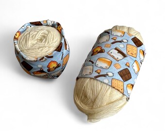 Standard Yarn Hugger: Kawaii Smores Pattern Portable Yarn Bowl, Knitting Crochet Notion
