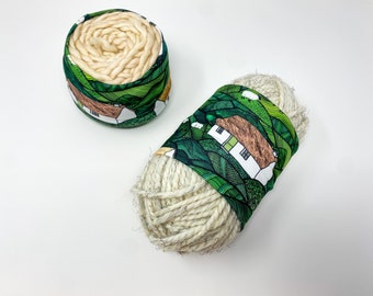 Farmhouse and sheep large yarn hugger, yarn wrap, portable yarn bowl, husky hugger, knitting notion, yarn storage, gift for knitter