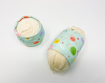 Standard Yarn Hugger: Happy Yarn and Needles Pattern Jersey Knit Skein Holder, Knitting Notion