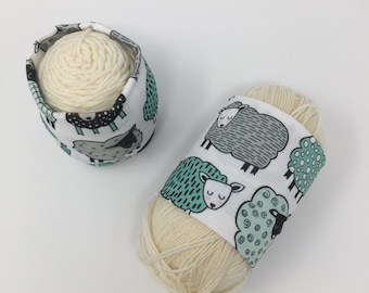 Standard Yarn Hugger: Teal Doodle Sheep Pattern Knitting Crochet Notion