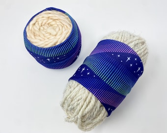 Husky Size Yarn Hugger: Aurora Stripes Pattern, Portable Yarn Bowl, Knitting Notion