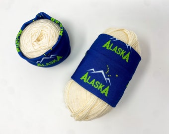 Alaska mountain and Big Dipper yarn hugger, yarn coat, portable yarn bowl, skein coat, knitting crochet notion, yarn storage, yarn wrap