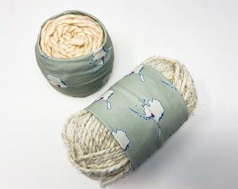 Alaska love large yarn hugger, yarn wrap, portable yarn bowl, husky hugger, knitting notion, storage, yarn sleeve gift for knitter