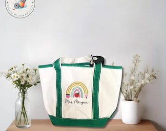 Bolsa de regalo personalizada para profesores: bolsa arcoíris para profesores: regalo de regreso a clases o agradecimiento
