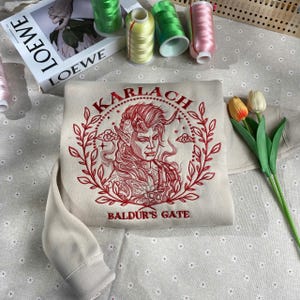 Karlach Embroidered Shirt, Karlach bg3,  Karlach the eras tour, Karlach cosplay, Karclah sweatshirt, Karlach merch, Karlach baldurs gate