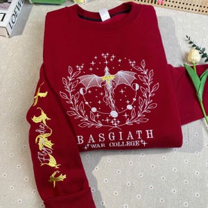 Fourth Wing Embroider Sweatshirt, Custom Basgiath War College, Dragon Rider,Violet Sorrengail,Xaden Riorson,Riders Quadrant,Fantasy Reader
