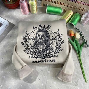 BG3 Dinner Embroidered Sweatshirt, Gale bg3 Embroidered Hoodie, Baldur&#39;s Gate Embroidered Shirt for fans, Crewneck, Gift for gamer
