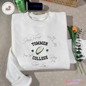 Tommen College Boys of Tommen Embroidered Sweatshirt, Tommen College Shirt, Book Sweater, Bookish Merch, Johnny Kavanagh, Lynch Joey