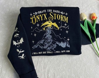 Onyx Storm Embroidered Shirt, Xaden Riorson, Xaden Fourth Wing Tee,Fourth Wing Merch,Iron Flame, Rebecca Yarros Apparel,Xaddy,Brave the Dark