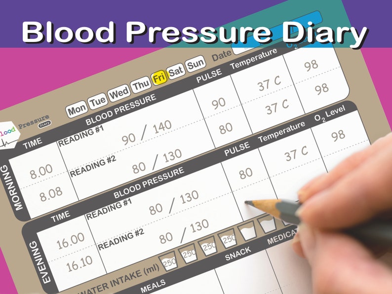 Brown Printable Blood Pressure Tracker Journal Single Page Etsy UK