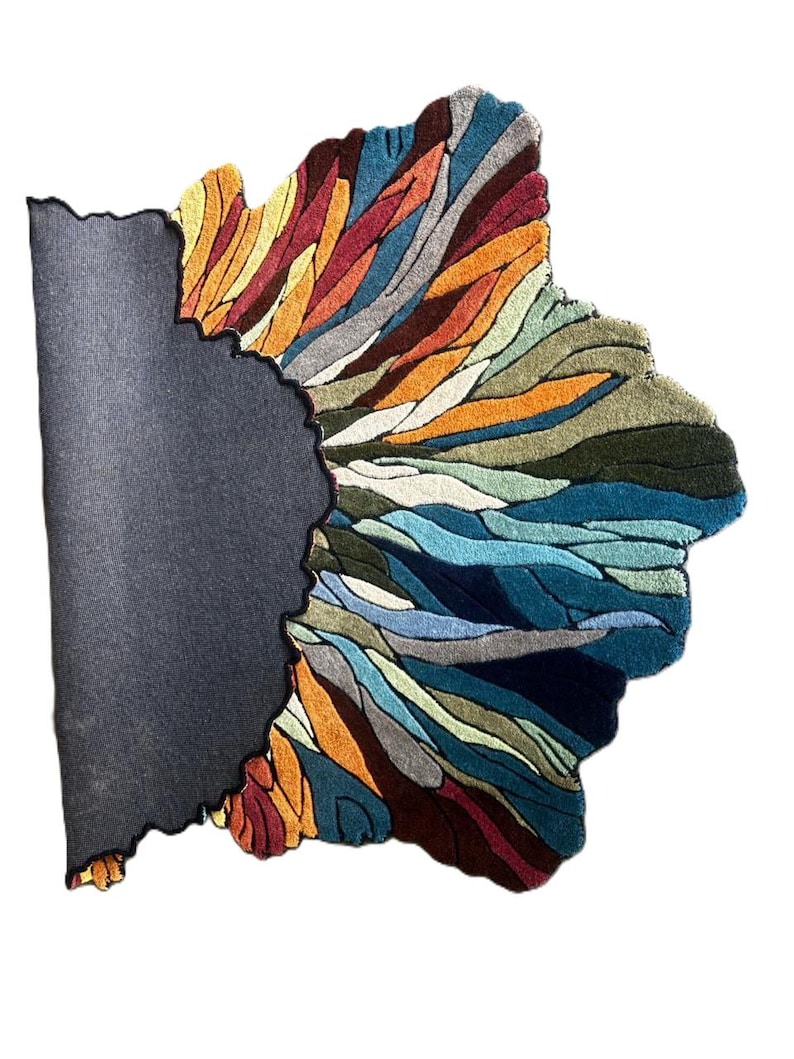 Leafy Handmade Rug Luxury Leaf-shaped Handmade Rug — Hand-tufted Wool Rug| Multi-color ...
