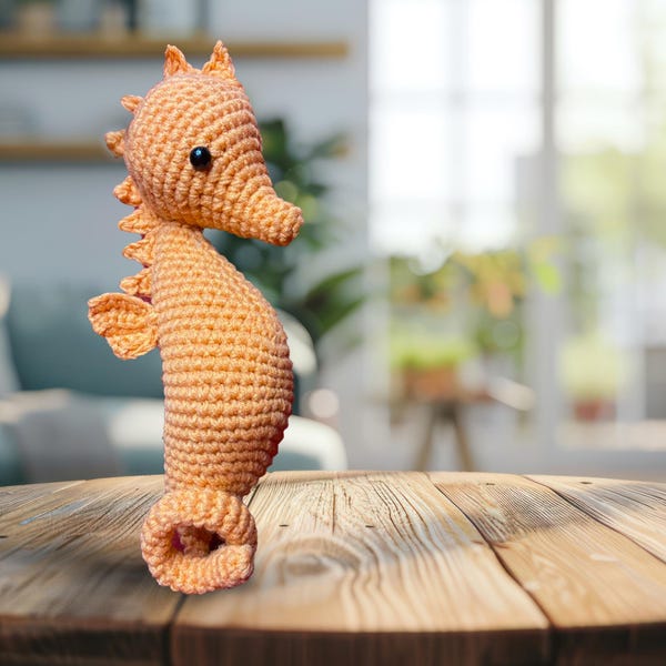 Wzór szydełkowy Konik morski, Fantastyczne zwierzę Amigurumi, Plik samouczka PDF, Szczeniak szydełkowy, Pobieranie cyfrowe, Prezent dla dzieci, Zwierzę morskie