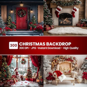 300 Christmas Digital Backdrop: Festive Holiday Background – Photoshop Gift Card Design